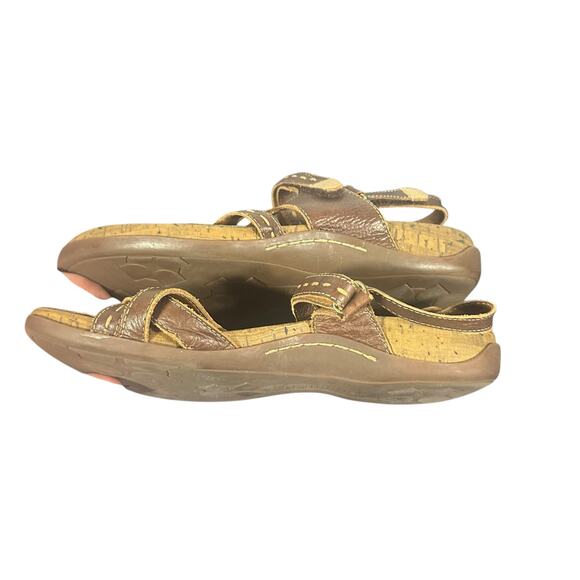 Naturalizer Brown Leather Strappy Sandals Size 9.5 Comfort Walking Cork Sole - Picture 8 of 9